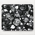 Chic Black & White Rose Floral Computer Mouse mousepads