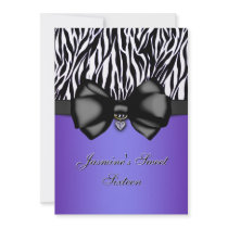 Chic Bowed Zebra Print 5 x 7 Invite [Purple]
