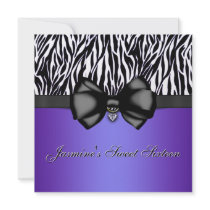 Chic Bowed Zebra Print Invite [Purple]
