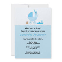 Chic Carriage Baby Shower Invitation - Boy