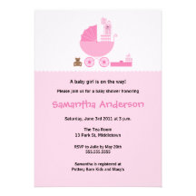 Chic Carriage Baby Shower Invitation - Girl
