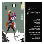 Chic Cosmopolitan Black Green Christmas Party Announcements