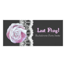 Chic elegant pinks roses lace bachelorette party personalised invitation