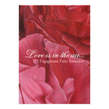 Chic elegant red roses engagement party invites