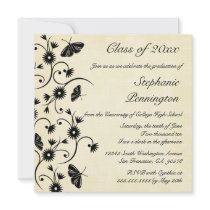 Chic floral swirls graduation party announcement
