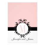 Chic French Damask Monogram Wedding Invitation