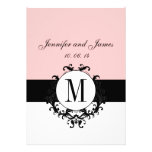 Chic French Damask Monogram Wedding Invitation