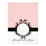 Chic French Damask Monograms Wedding Invitation