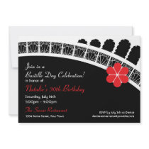 Chic French Flair Party Invitation in Black & Red