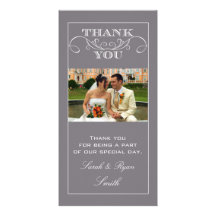 Chic Grey Wedding Thank You Photo Cards