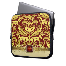 Chic Masquerade Damask Faux Gold & Red  Sleeve Computer Sleeves