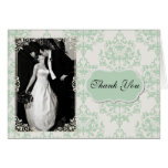 Chic Mint Green Damask Photo Thank You Card