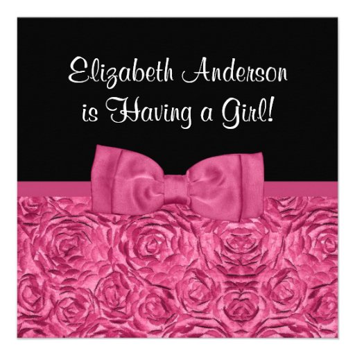 chic_pink_and_black_floral_with_bow_baby_shower_invitation ... chic_pink_and_black_floral_with_bow_baby_shower_invitation ...