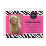 Chic Pink and Black Zebra Print Photo Invite invitations