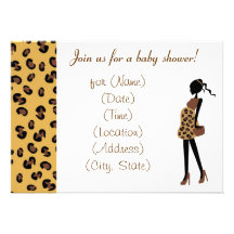 Chic Pregnant Mum Leopard Print Baby Shower Invite