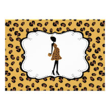 Chic Pregnant Mum Leopard Print Baby Shower Invite