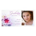 Chic purple floral photo graduation announcement photo cards
