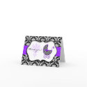 Chic Purple Polka Dot Damask Baby Shower Thank You cards