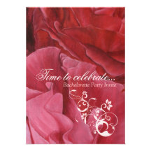 Chic red roses bachelorette party invites