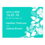 Chic Save the Date Blue Rose Postcard