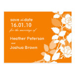 Chic Save the Date Orange Rose Postcard