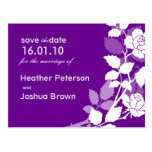 Chic Save the Date Purple Rose Postcard