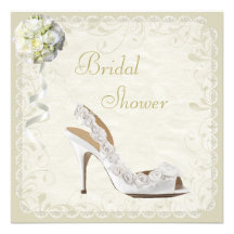 Chic Shoe & Bouquet Bridal Shower Custom Invitations
