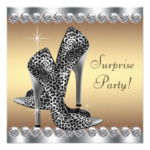Chic Silver and Gold Womans Surprise Birthday Personalized Invite