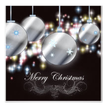 Chic Sparkling Christmas Dinner Party Invitation