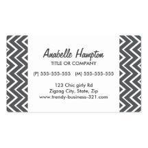 Chic trendy whimsical dark grey chevron pattern business cards