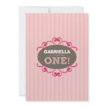 Chic Turning 1 Birthday Party Invitation (pink)