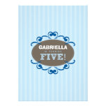 Chic Turning 5 Birthday Party Invitation (blue)