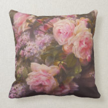Chic Victorian Roses and Lilacs American MoJo Pill Throw Pillows