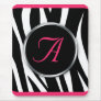 Chic Zebra Print Berry Pink Monogram mousepad