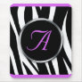 Chic Zebra Print Purple Monogram mousepad