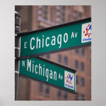 Chicago and Michigan Avenue signposts, Chicago, Posters