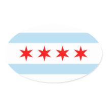 Chicago Flag Oval Sticker