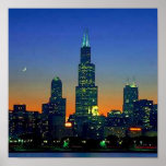 Chicago Framed in Sunset posters