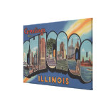 Chicago, Illinois - Large Letter Scenes 2 Gallery Wrapped Canvas