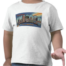 Chicago, Illinois - Large Letter Scenes T-shirts