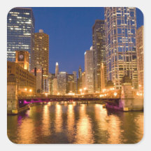 Chicago, Illinois, Skyline and Chicago River at Stickers