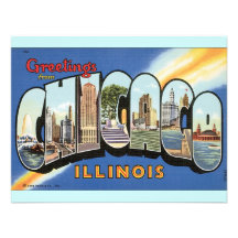 Chicago Illinois Vintage Postcard Custom Invitations