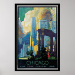 Chicago New York Line Vintage Travel Poster posters