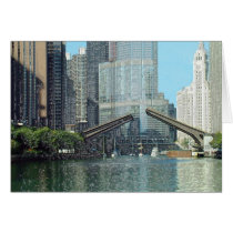 Chicago River Columbus Drive Boat Scene Card