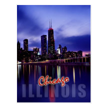 Chicago skyline at dusk post cards