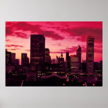 Chicago Skyline at Dusk Posters
