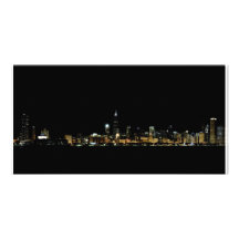Chicago skyline at midnight photo cards