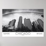 Chicago Skyline Black and White Photo Poster posters