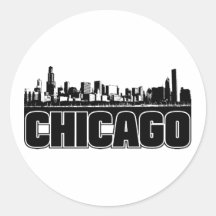 Chicago Skyline Round Stickers