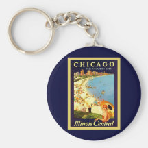 Chicago ~ The Vacation City ~ Vintage Travel Key Chain
